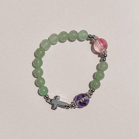 Rosary Bracelet Inspired by St Joseph (green) - Australian Flower Series