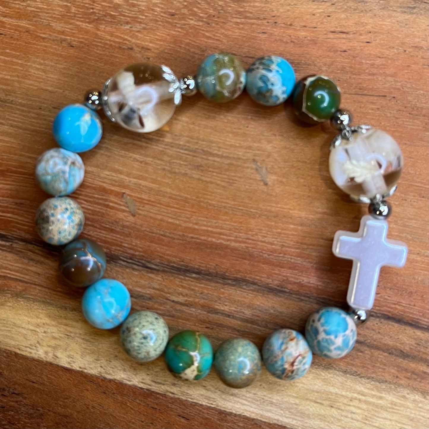 Rosary Bracelet inspired by Our Lady Star of the Sea (blue) - Australian Flower Series