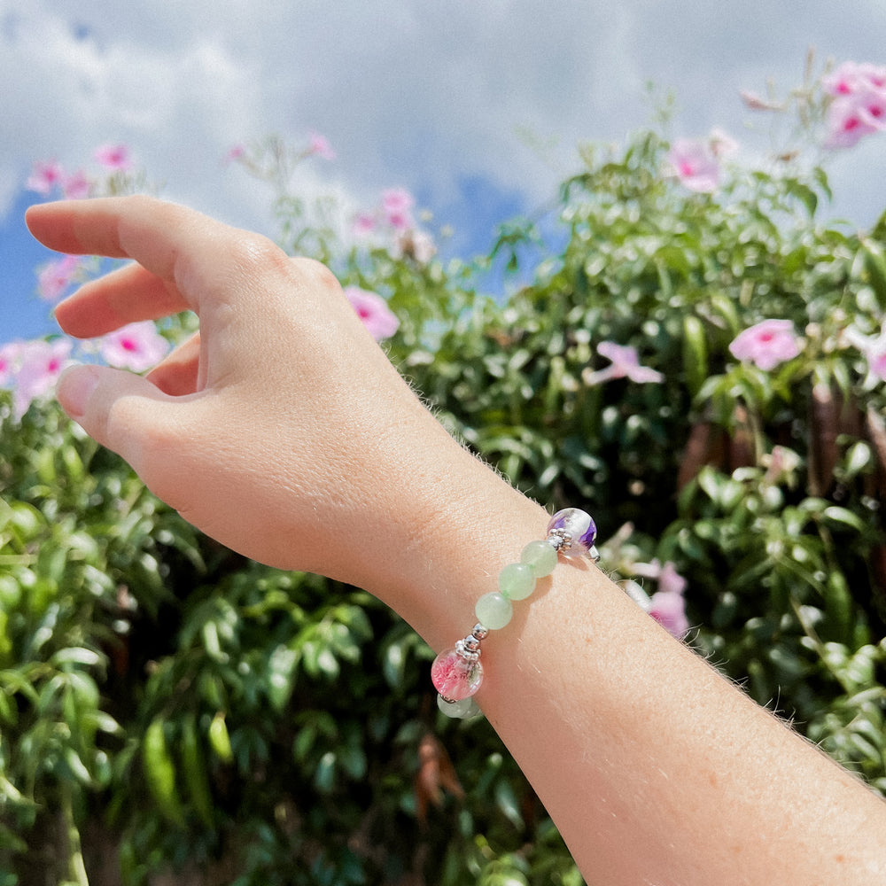 Rosary Bracelet Inspired by St Joseph (green) - Australian Flower Series