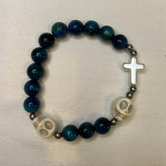 Momento Mori Rosary Bracelet - Blue