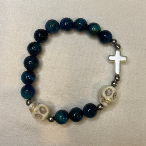 Momento Mori Rosary Bracelet - Blue