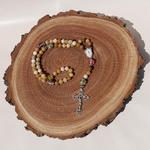 Rosary Inspired by St Mary MacKillop (honey) - Australian Flower Series