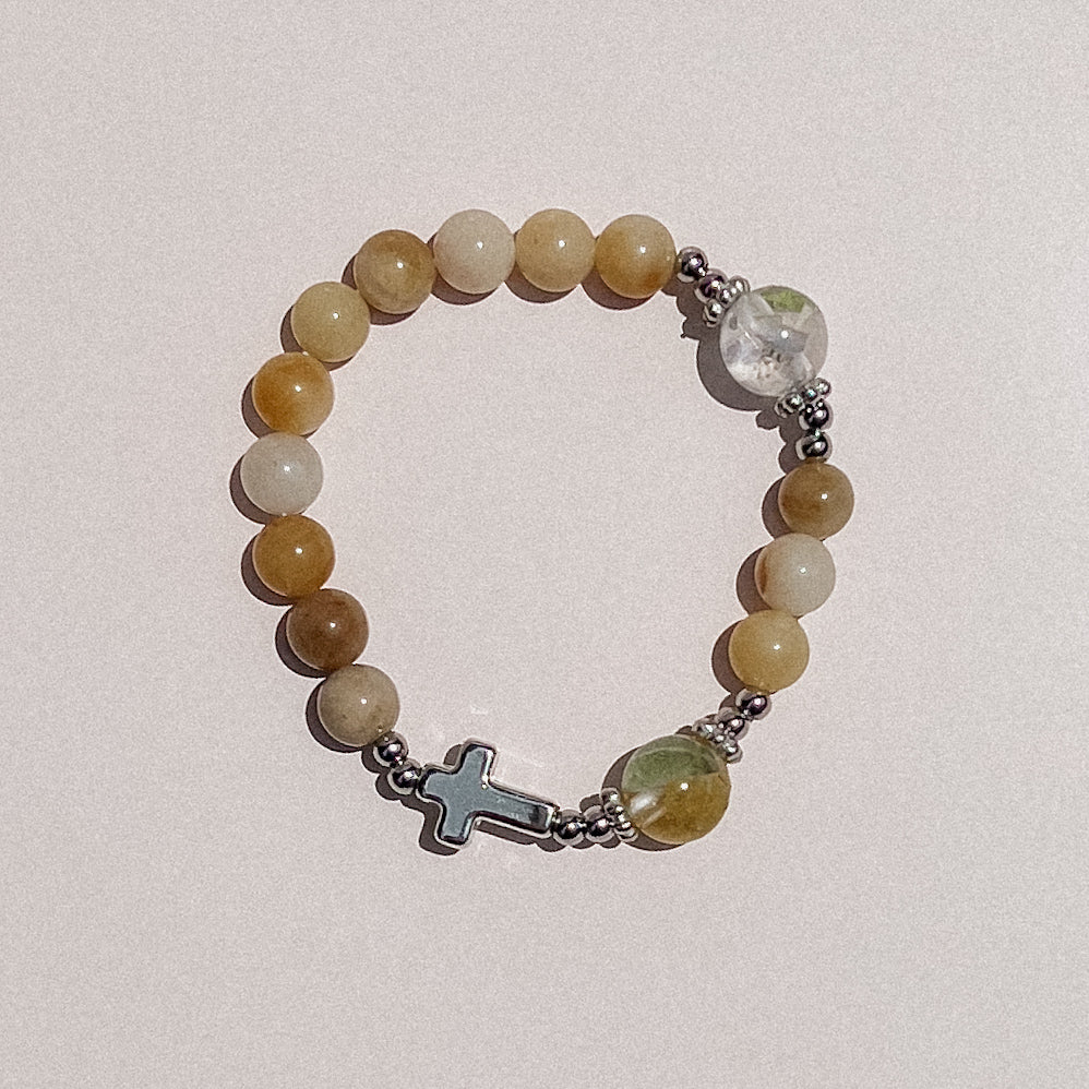 Rosary Bracelet Inspired by St Mary MacKillop (honey) - Australian Flower Series