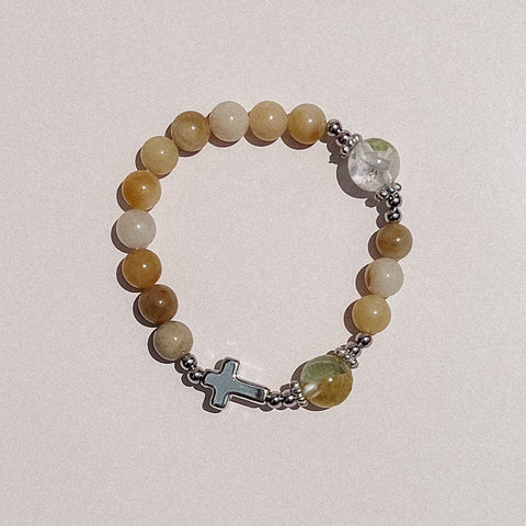 Rosary Bracelet Inspired by St Mary MacKillop (honey) - Australian Flower Series