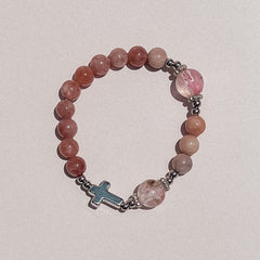 Rosary Bracelet Inspired by Mother Mary (pink) - Australian Flower Series