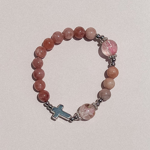 Rosary Bracelet Inspired by Mother Mary (pink) - Australian Flower Series