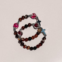 Rosary Bracelet Inspired by St Therese of Lisieux (coffee) - Australian Flower Series
