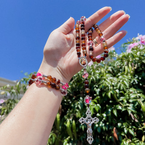 Rosary Inspired by St Therese of Lisieux (coffee) - Australian Flower Series